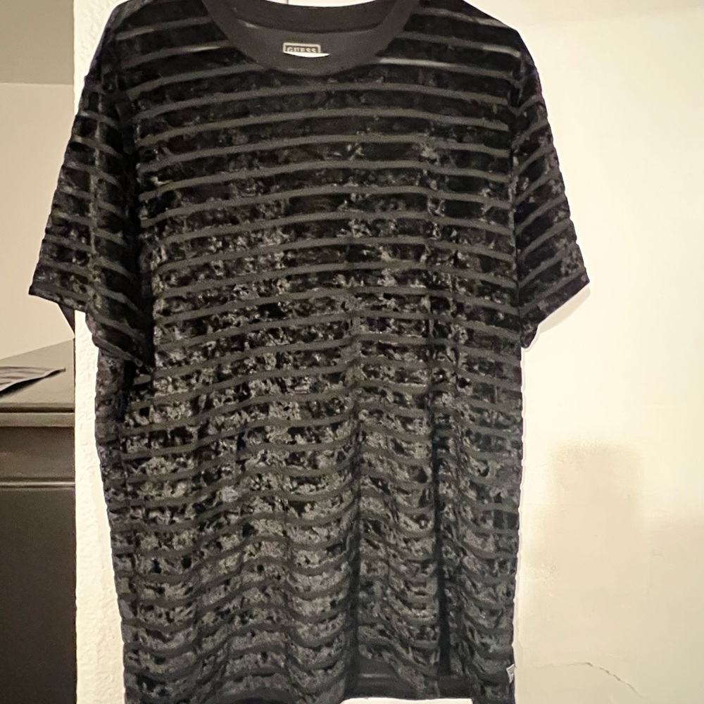 Men’s Guess Black Velvet striped shirt XL